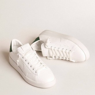 Golden Goose Purestar Sneakers With White Bio-based Star And Mat Green Leather Heel Tab GMF00197.F004753.10502