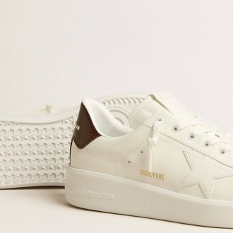 Golden Goose Purestar Sneakers With White Star And Burgundy Lizard-print Heel Tab GMF00197.F005222.11635