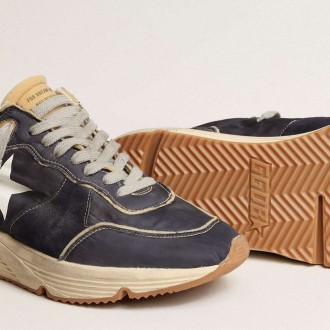 Golden Goose Running Sole Shoes In Blue Nylon With White Printed Star GMF00215.F004035.50749