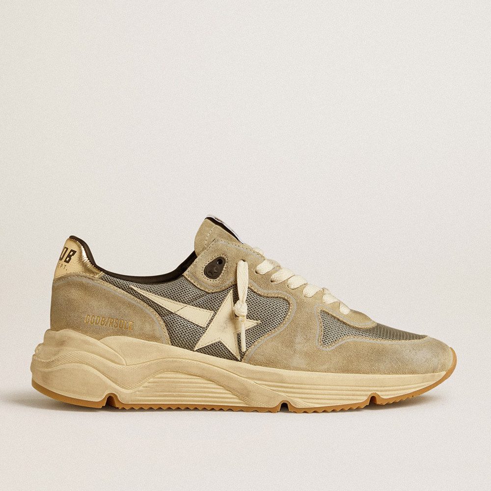 Golden Goose Running Sole Shoes In Gray Suede With White Star And White Heel Tab GMF00126.F006338.60553