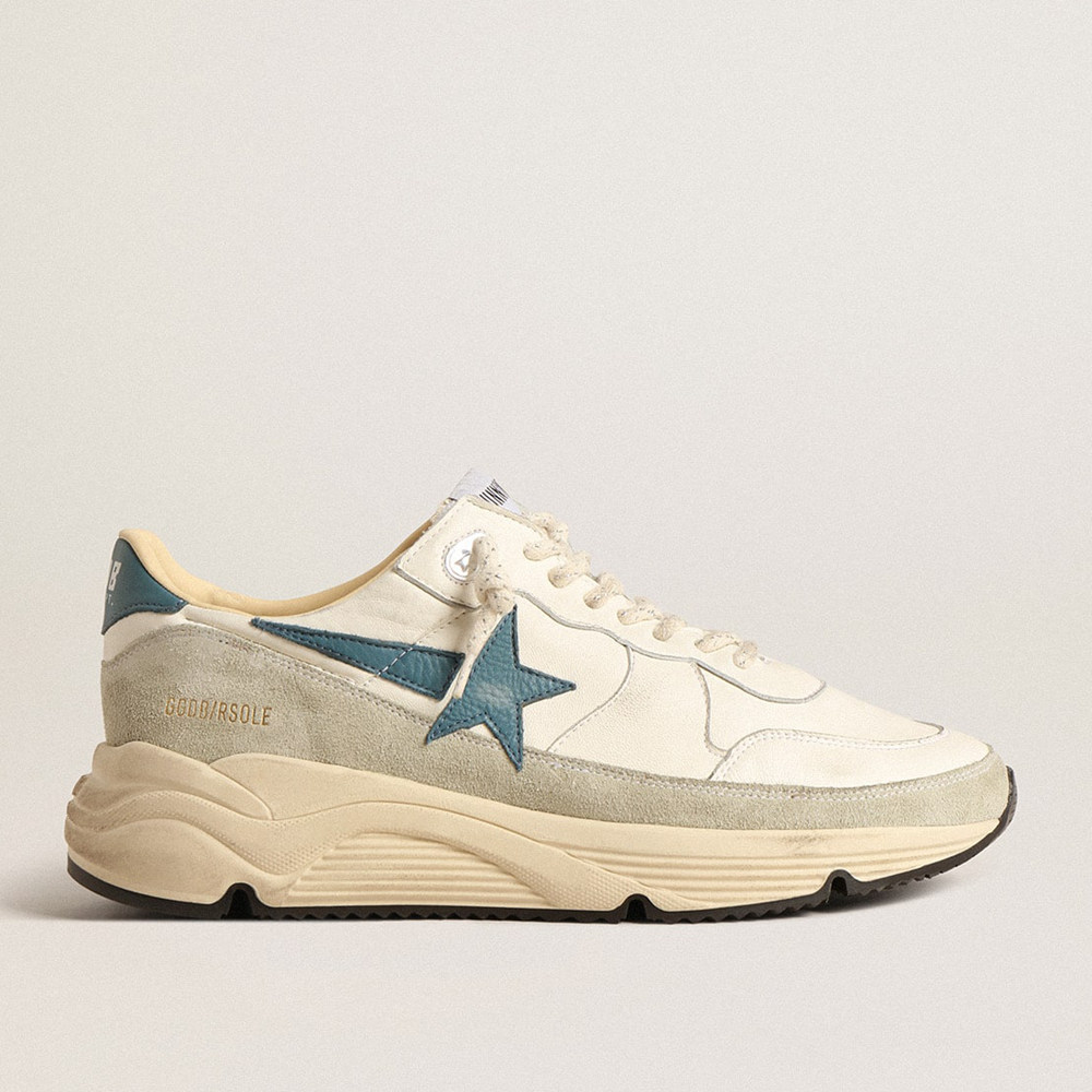 Golden Goose Running Sole Shoes In Nappa With Blue Leather Star And Suede Insert GMF00350.F004595.11512