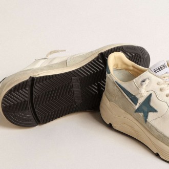 Golden Goose Running Sole Shoes In Nappa With Blue Leather Star And Suede Insert GMF00350.F004595.11512