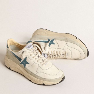 Golden Goose Running Sole Shoes In Nappa With Blue Leather Star And Suede Insert GMF00350.F004595.11512