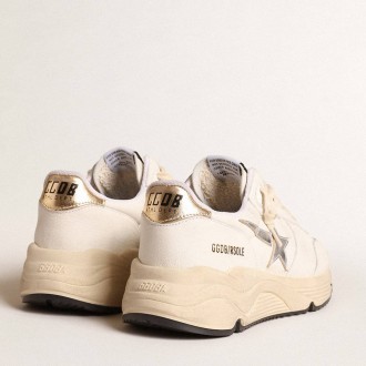 Golden Goose Running Sole Shoes In Nappa With Silver Star And Gold Leather Heel Tab GWF00215.F004737.10358