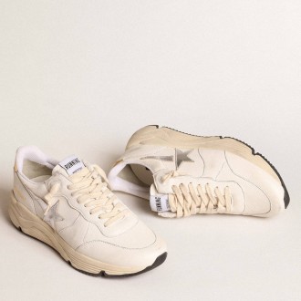 Golden Goose Running Sole Shoes In Nappa With Silver Star And Gold Leather Heel Tab GWF00215.F004737.10358