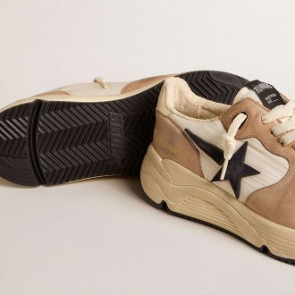 Golden Goose Running Sole Shoes In Nylon And Nubuck With Dark Blue Suede Star GMF00126.F005956.15421