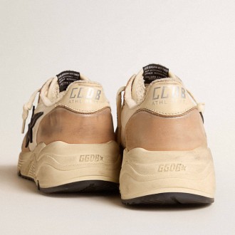 Golden Goose Running Sole Shoes In Nylon And Nubuck With Dark Blue Suede Star GMF00126.F005956.15421