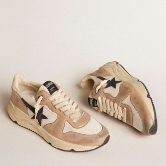 Golden Goose Running Sole Shoes In Nylon And Nubuck With Dark Blue Suede Star GMF00126.F005956.15421