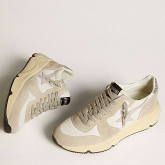 Golden Goose Running Sole Shoes LTD In Mesh With Leather Star And Glitter Heel Tab GWF00126.F006633.82836