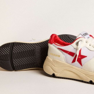 Golden Goose Running Sole Shoes LTD In White Nappa And Nylon With A Red Leather Star GWF00126.F006056.10350