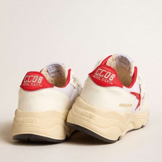 Golden Goose Running Sole Shoes LTD In White Nappa And Nylon With A Red Leather Star GWF00126.F006056.10350