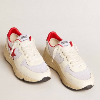 Golden Goose Running Sole Shoes LTD In White Nappa And Nylon With A Red Leather Star GWF00126.F006056.10350