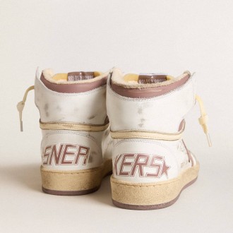 Golden Goose Sky-Star Sneakers In White Leather With Pink Leather Star GWF00230.F005843.11858