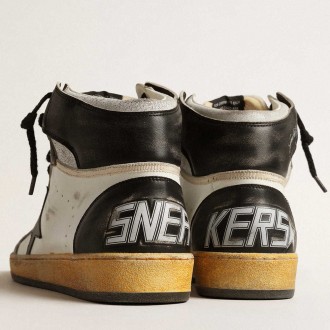 Golden Goose Sky-Star Sneakers In White Nappa Leather With Black Leather Star GMF00230.F004076.10432