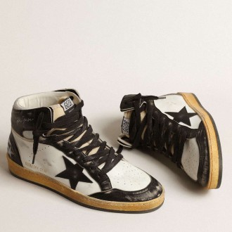 Golden Goose Sky-Star Sneakers In White Nappa Leather With Black Leather Star GMF00230.F004076.10432