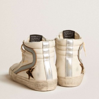 Golden Goose Slide Sneakers In Nappa With Leopard-print Pony Skin Star And Gray Nappa Flash GWF00115.F005925.82668