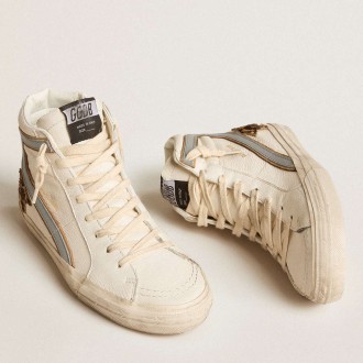 Golden Goose Slide Sneakers In Nappa With Leopard-print Pony Skin Star And Gray Nappa Flash GWF00115.F005925.82668