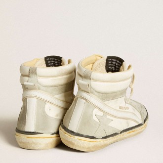 Golden Goose Slide Sneakers LAB In Aged-white Nappa Leather With Gray Suede Star And White Leather Flash GMF00635.F005696.10276