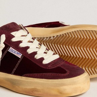 Golden Goose Soul Star Sneakers In Burgundy Velvet With White Leather Heel Tab GWF00464.F005055.40471