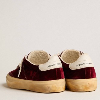 Golden Goose Soul Star Sneakers In Burgundy Velvet With White Leather Heel Tab GWF00464.F005055.40471