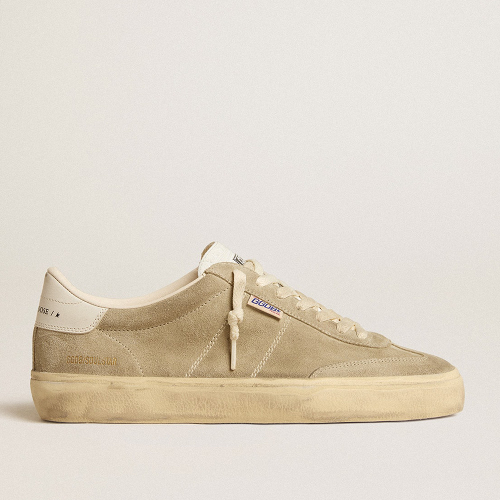 Golden Goose Soul Star Sneakers In Dove-gray Suede With White Leather Heel Tab And Tongue GMF00464.F005047.60460