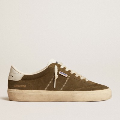 Golden Goose Soul Star Sneakers In Green Suede With White Leather Heel Tab And Tongue GMF00464.F005047.35869