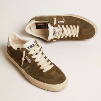 Golden Goose Soul Star Sneakers In Green Suede With White Leather Heel Tab And Tongue GMF00464.F005047.35869