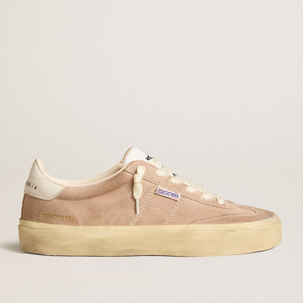 Golden Goose Soul Star Sneakers In Pink Suede With Milk-white Leather Heel Tab GWF00464.F005085.25698