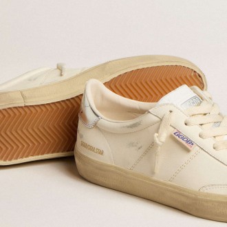 Golden Goose Soul Star Sneakers In White Nappa With Metallic Silver Leather Heel Tab GWF00464.F005054.80185