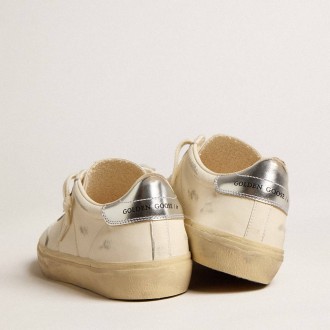 Golden Goose Soul Star Sneakers In White Nappa With Metallic Silver Leather Heel Tab GWF00464.F005054.80185