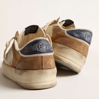 Golden Goose Stardan Sneakers In Beige Nylon And Mesh With Tobacco Suede Inserts GMF00479.F004077.82145