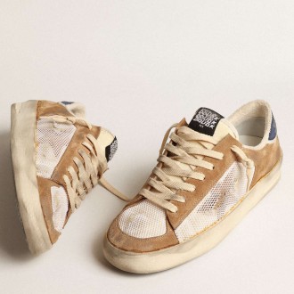 Golden Goose Stardan Sneakers In Beige Nylon And Mesh With Tobacco Suede Inserts GMF00479.F004077.82145