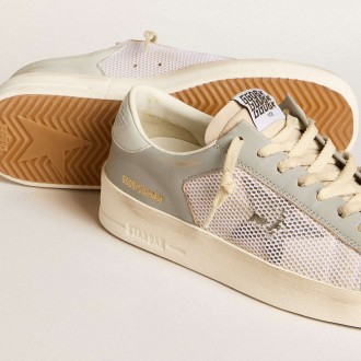 Golden Goose Stardan Sneakers In Gray Nappa Leather And White Mesh With Gray Leather Star GWF00370.F005978.10973