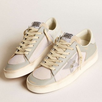 Golden Goose Stardan Sneakers In Gray Nappa Leather And White Mesh With Gray Leather Star GWF00370.F005978.10973