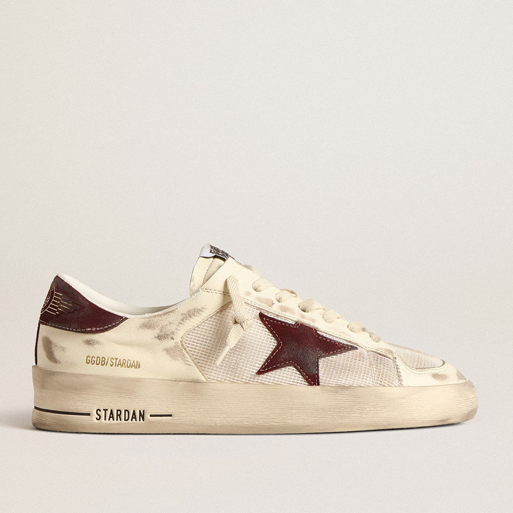 Golden Goose Stardan Sneakers In Nappa And Mesh With Wine-red Suede Star And Heel Tab GMF00480.F004569.11195