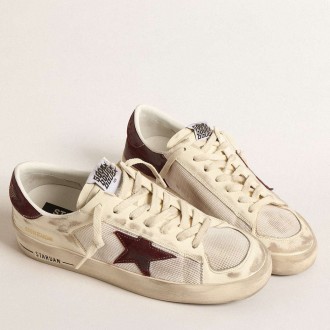 Golden Goose Stardan Sneakers In Nappa And Mesh With Wine-red Suede Star And Heel Tab GMF00480.F004569.11195