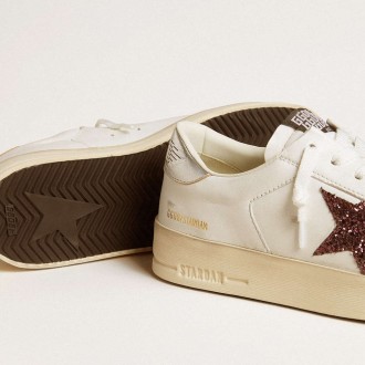 Golden Goose Stardan Sneakers In Nappa With Glitter Star And Metallic Leather Heel Tab GWF00333.F006575.12125