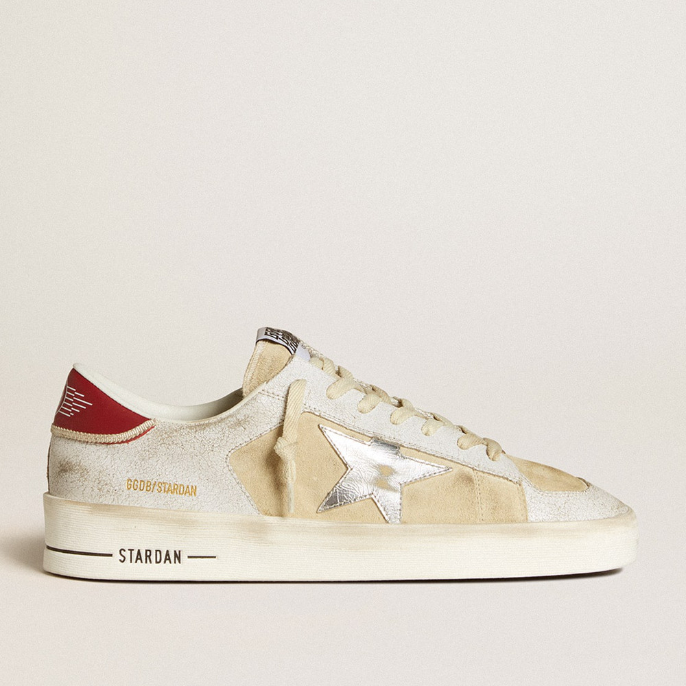 Golden Goose Stardan Sneakers In Nubuck And Crackle Leather With Silver Metallic Leather Star GMF00333.F006632.15685