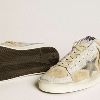 Golden Goose Stardan Sneakers In Nubuck And Crackle Leather With Silver Metallic Leather Star GMF00333.F006632.15685