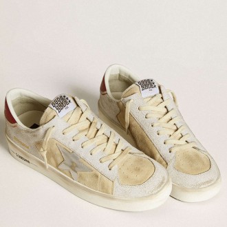 Golden Goose Stardan Sneakers In Nubuck And Crackle Leather With Silver Metallic Leather Star GMF00333.F006632.15685