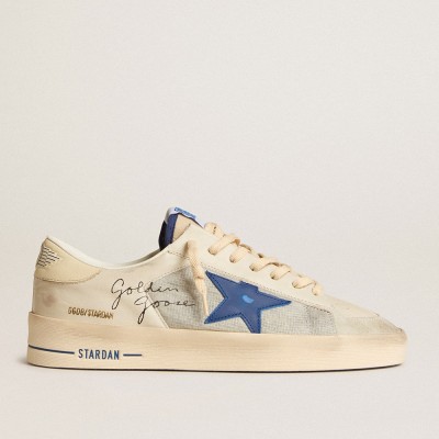 Golden Goose Stardan Sneakers In Nylon With Blue Leather Star And Ivory Leather Heel Tab GMF00333.F006048.11893