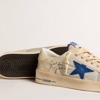 Golden Goose Stardan Sneakers In Nylon With Blue Leather Star And Ivory Leather Heel Tab GMF00333.F006048.11893