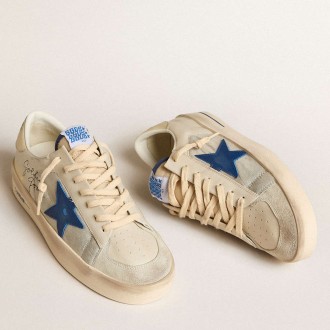 Golden Goose Stardan Sneakers In Nylon With Blue Leather Star And Ivory Leather Heel Tab GMF00333.F006048.11893