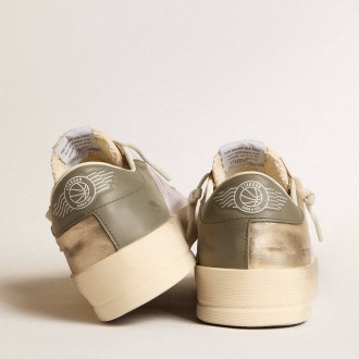 Golden Goose Stardan Sneakers In White Mesh With Orange Star And Platinum Leather Inserts GMF00370.F006047.82692