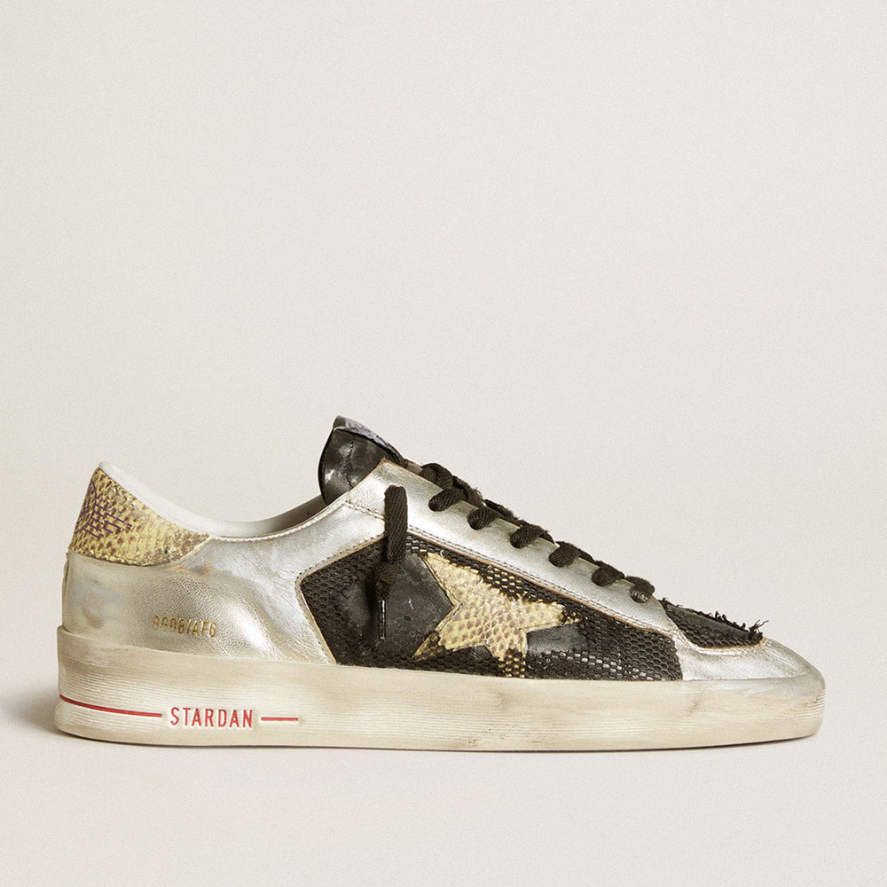 Golden Goose Stardan Sneakers LAB In Silver Leather And Mesh With Golden Star And Heel Tab GMF00128.F006429.82783