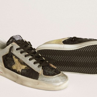 Golden Goose Stardan Sneakers LAB In Silver Leather And Mesh With Golden Star And Heel Tab GMF00128.F006429.82783