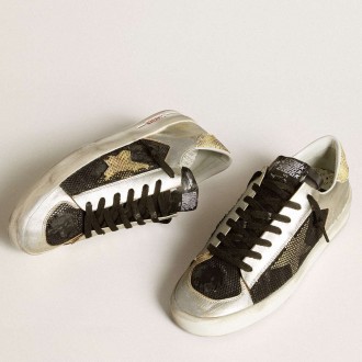 Golden Goose Stardan Sneakers LAB In Silver Leather And Mesh With Golden Star And Heel Tab GMF00128.F006429.82783