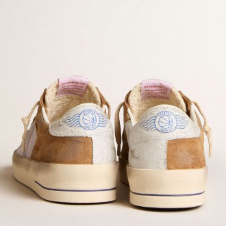 Golden Goose Stardan Sneakers LTD In Tobacco Suede And Mesh With Blue Star And Leather Heel Tab GMF00370.F006044.82691