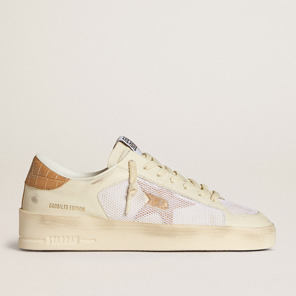 Golden Goose Stardan Sneakers LTD With Beige Leather Star And Crocodile Beige Leather Heel Tab GWF00370.F006542.10318