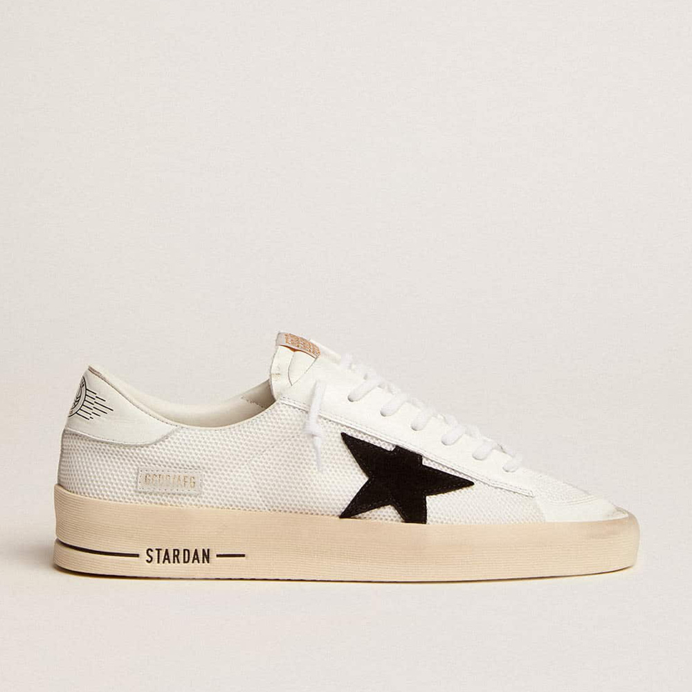 Golden Goose Stardan Sneakers With White Leather And Mesh Inserts And Black Suede Star GWF00328.F003028.10283